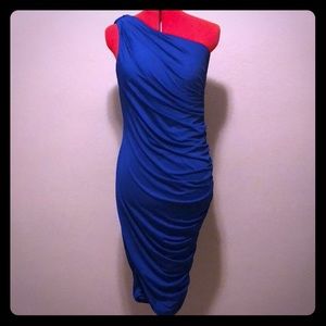 Blue one shoulder midi